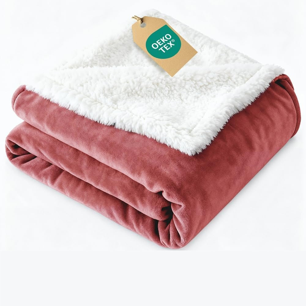 Dusty Rose Twin Reversible Sherpa Blanket 60x80