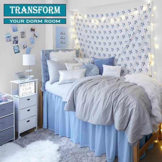 Light Blue Twin XL Dorm Bed Skirt
