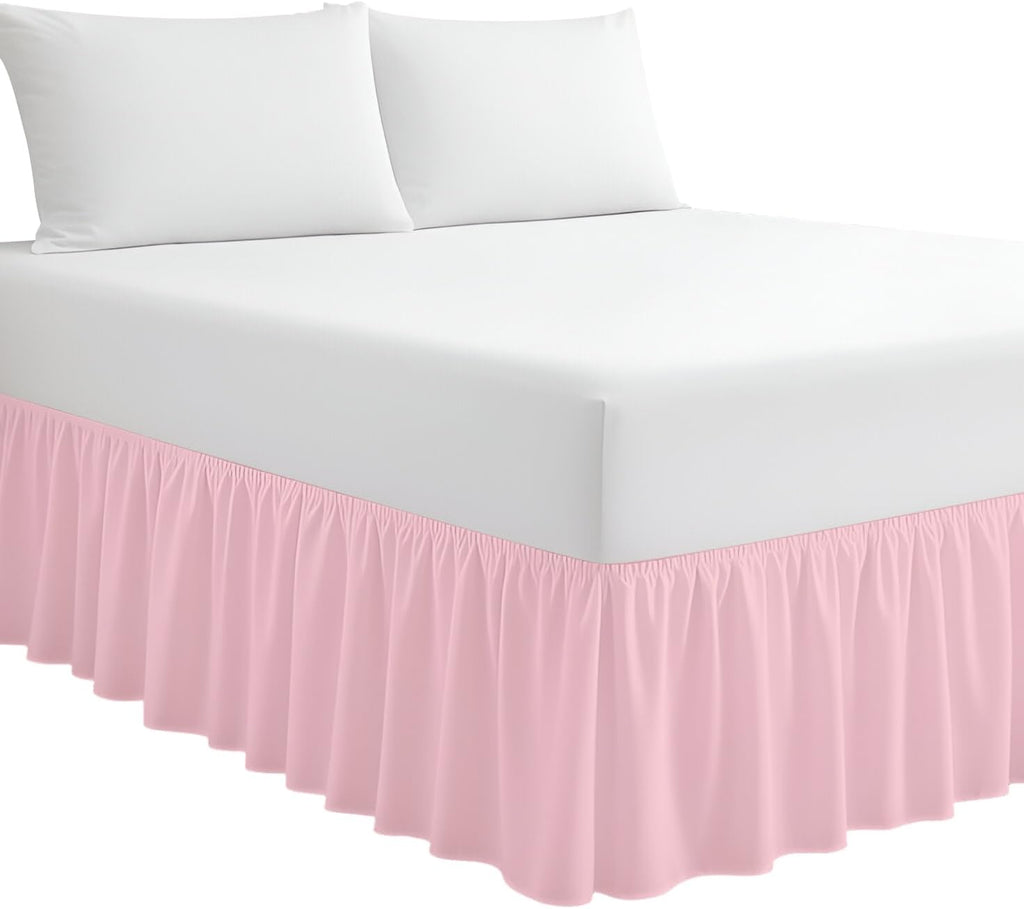 Pink Ruffled Full Bed Skirt