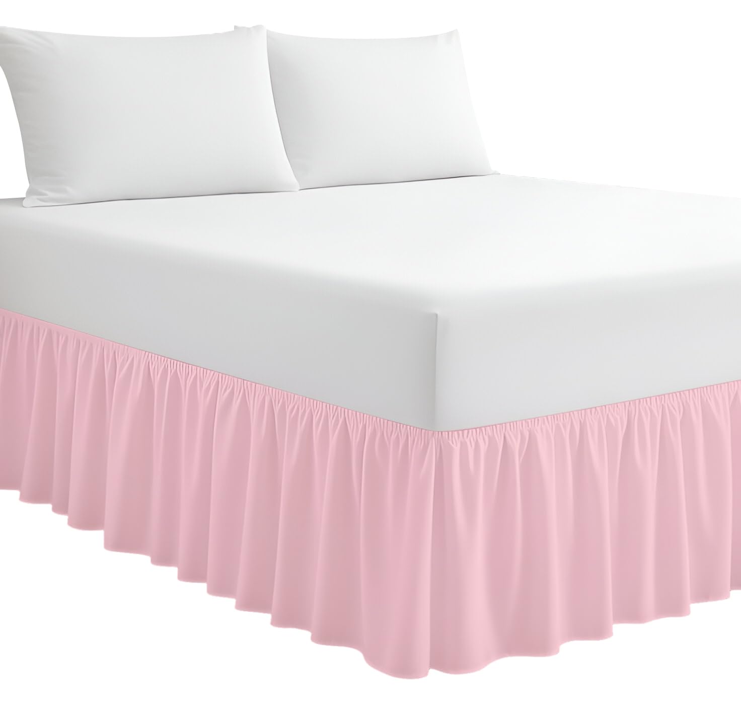 Pink Ruffled Full Bed Skirt