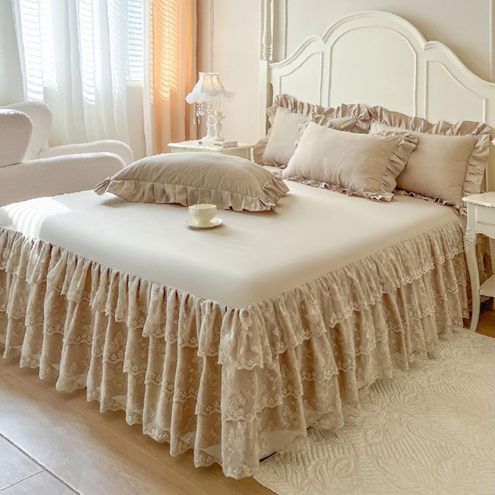 Lace Elastic Ruffle Bed Skirt