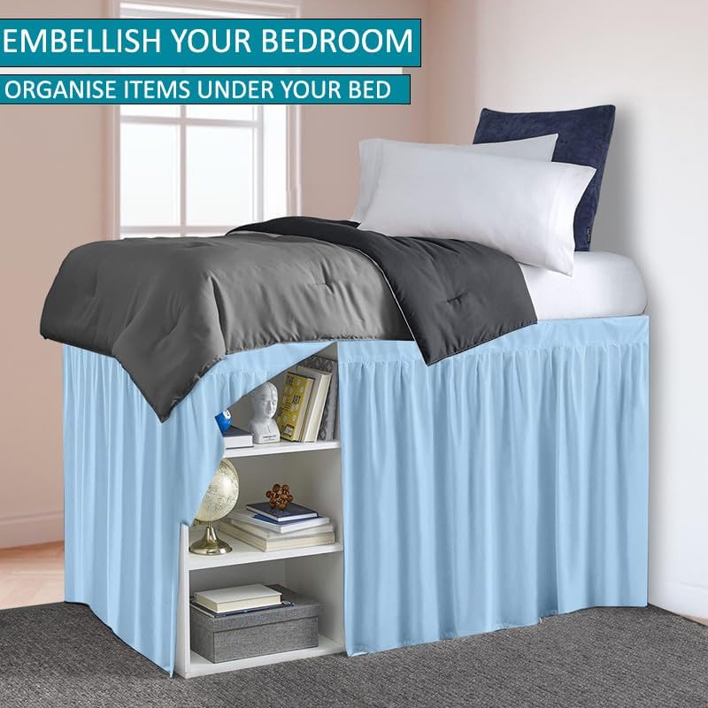 Light Blue Twin XL Dorm Bed Skirt