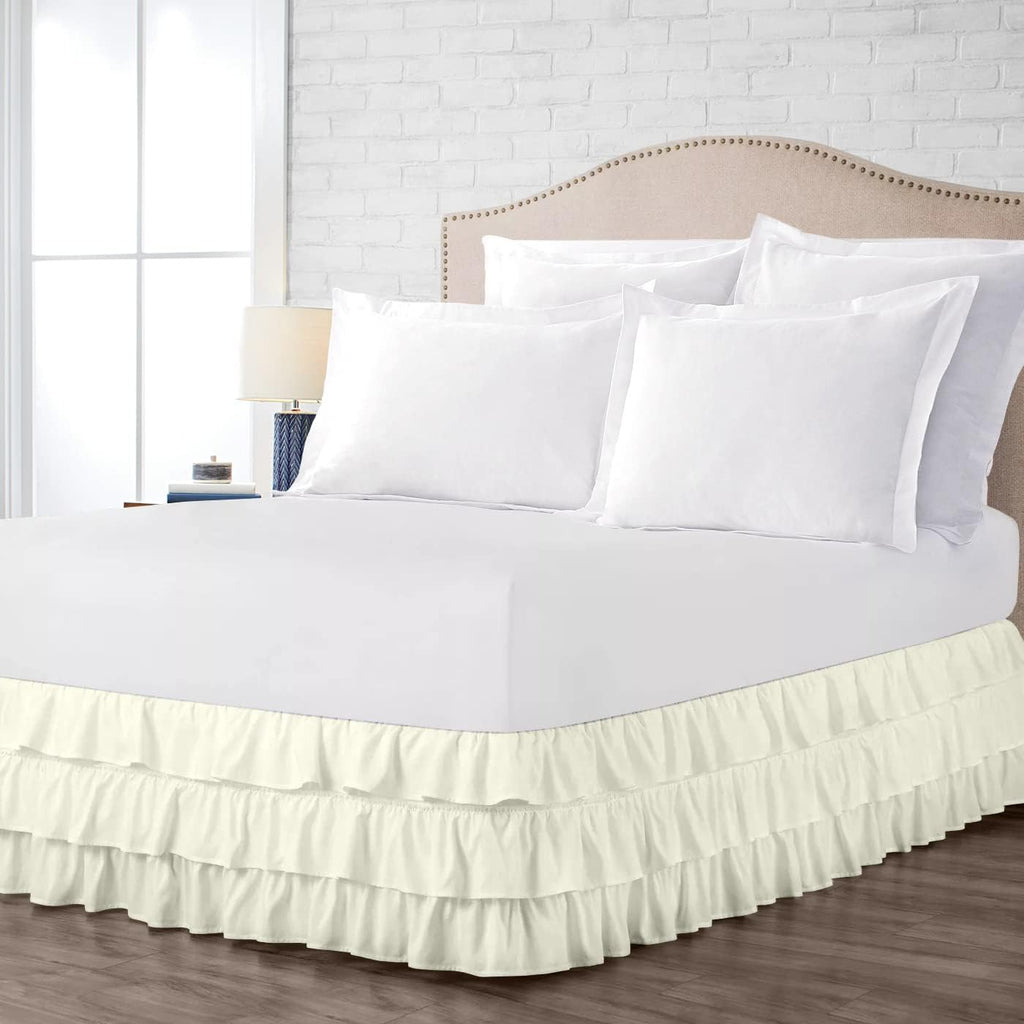 Ivory Ruffled Full XL Bed Skirt