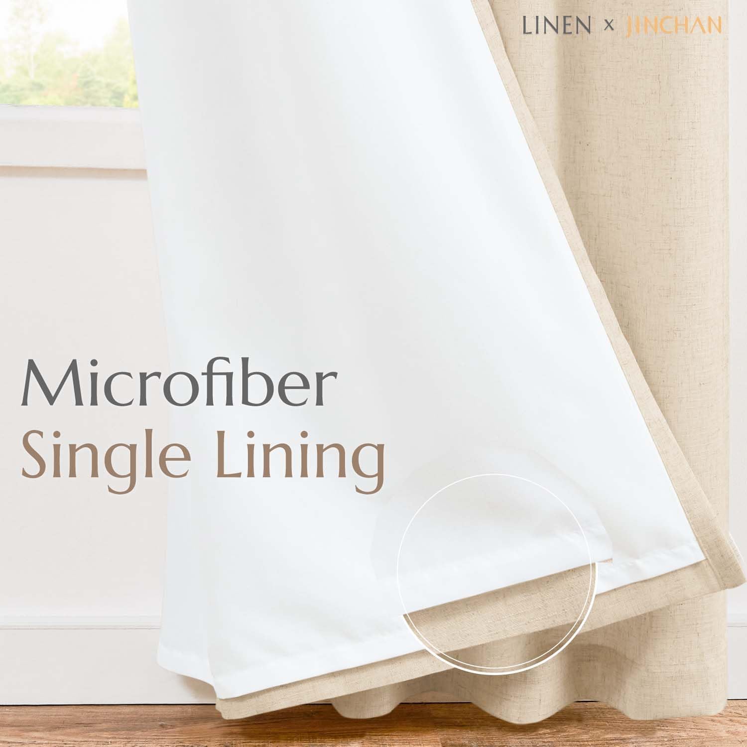 Ecru Linen Polyester Blend Curtain 96 Inch 1 Panel