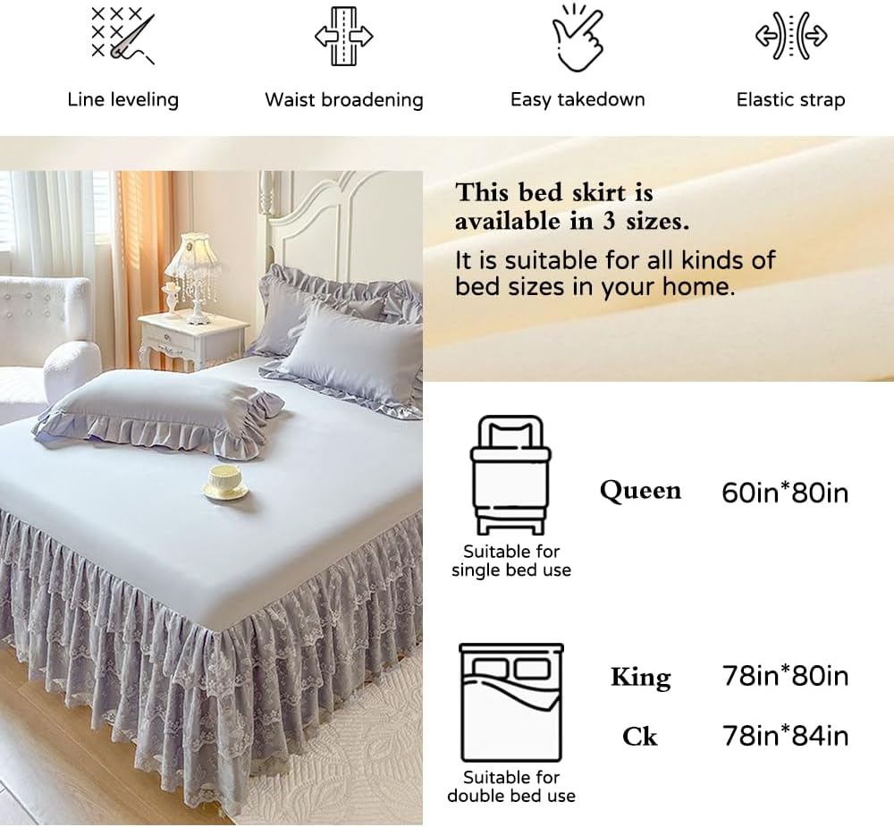 Lace Elastic Ruffle Bed Skirt