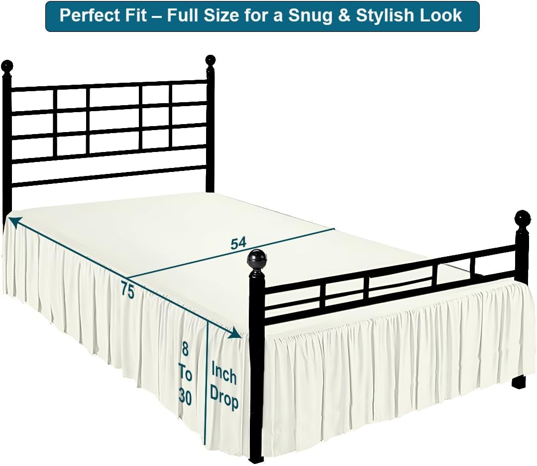 Ivory Full Linen Ruffled Bed Skirt
