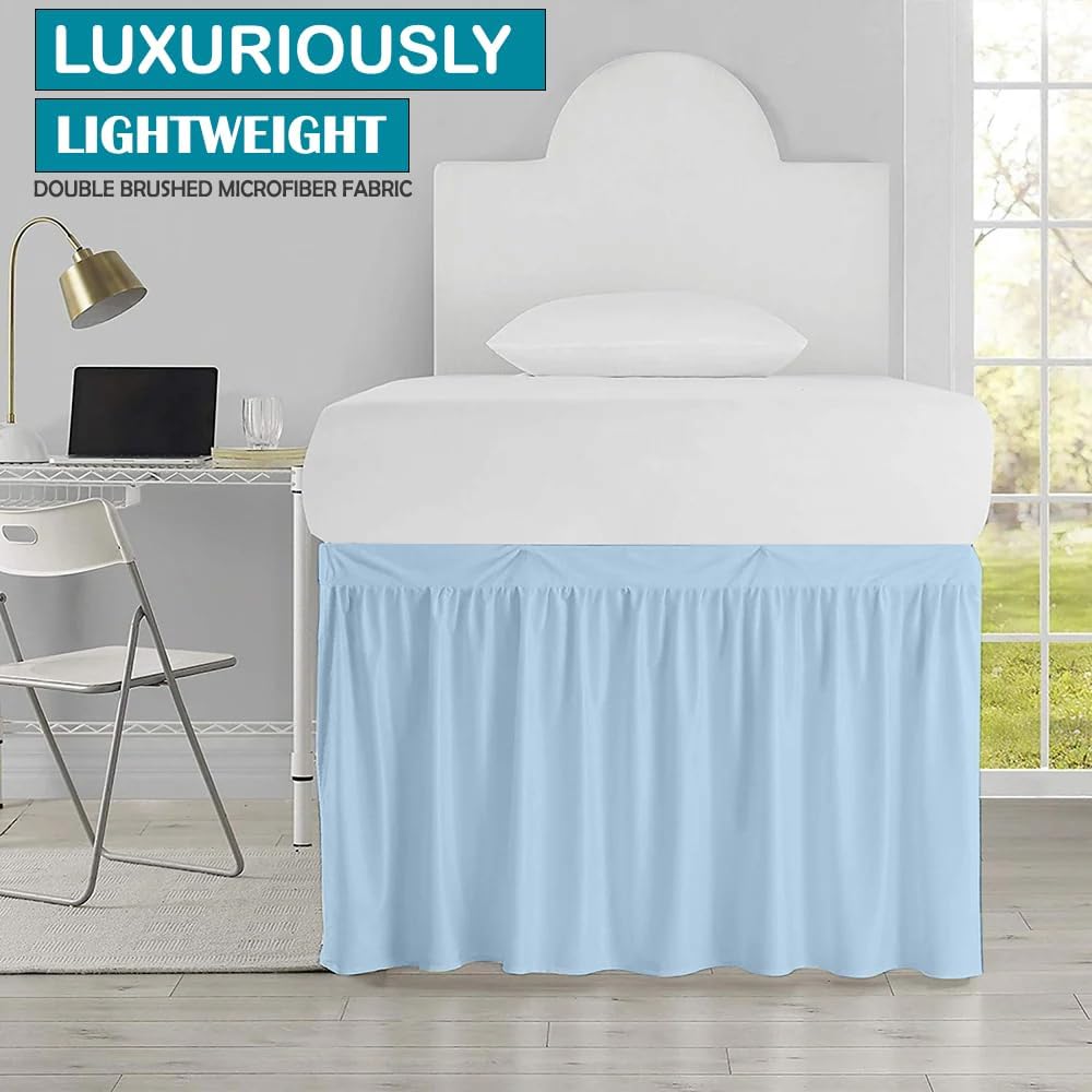 Light Blue Twin XL Dorm Bed Skirt