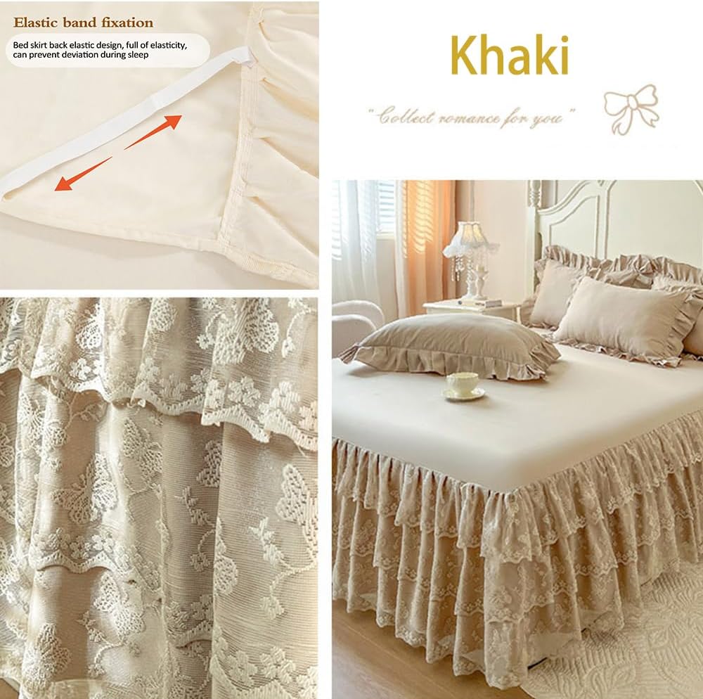 Lace Elastic Ruffle Bed Skirt