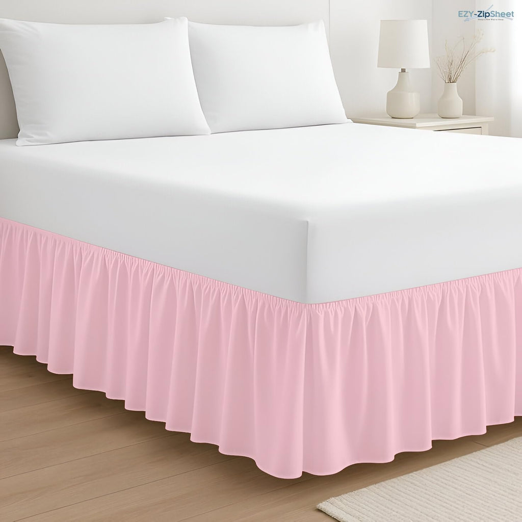 Pink Ruffled Full Bed Skirt