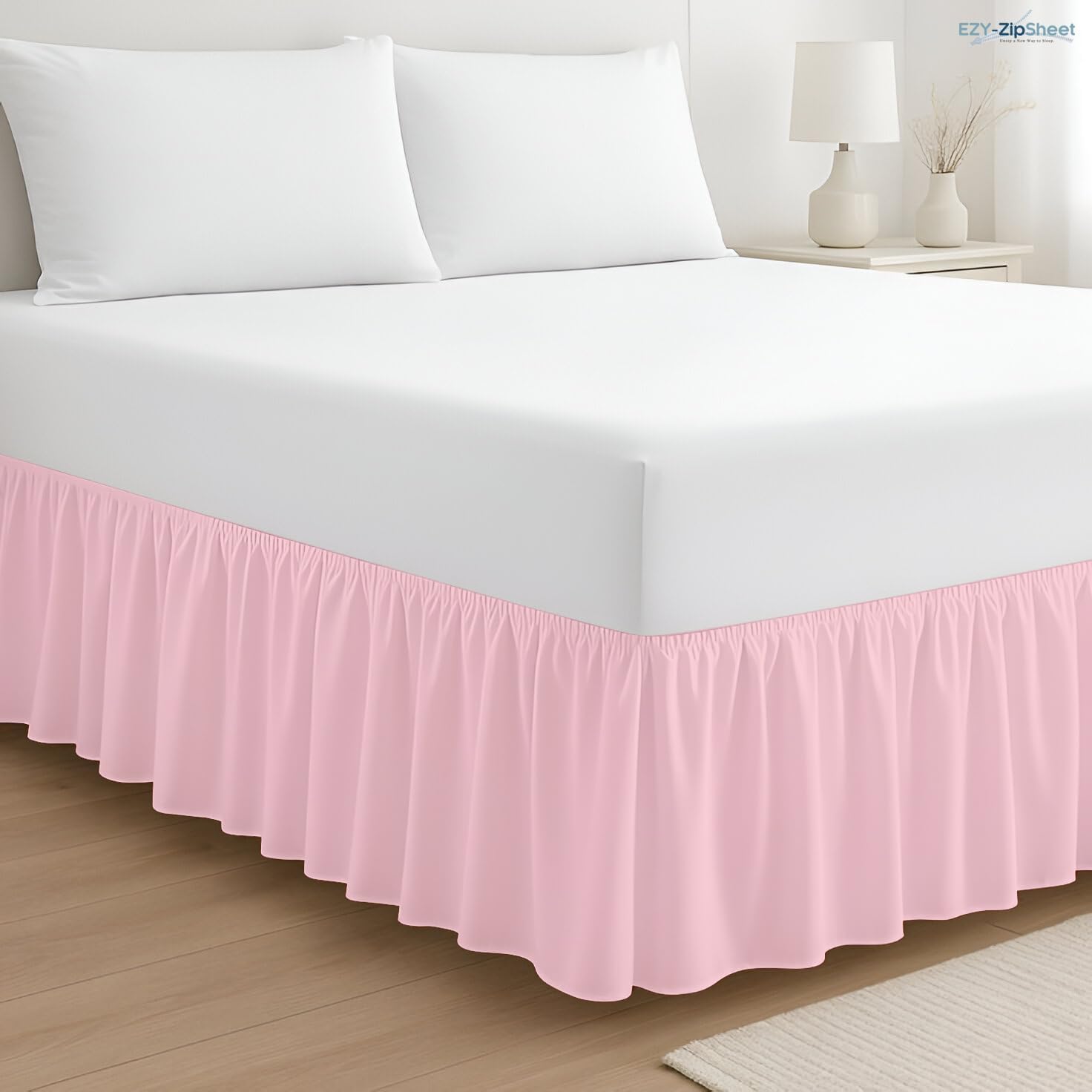 Pink Ruffled Full Bed Skirt