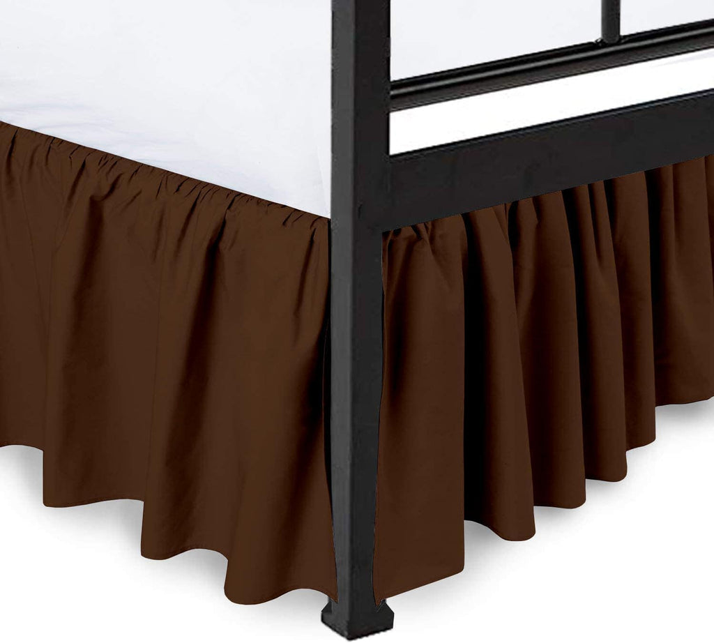 Brown Ruffled King Bed Skirt