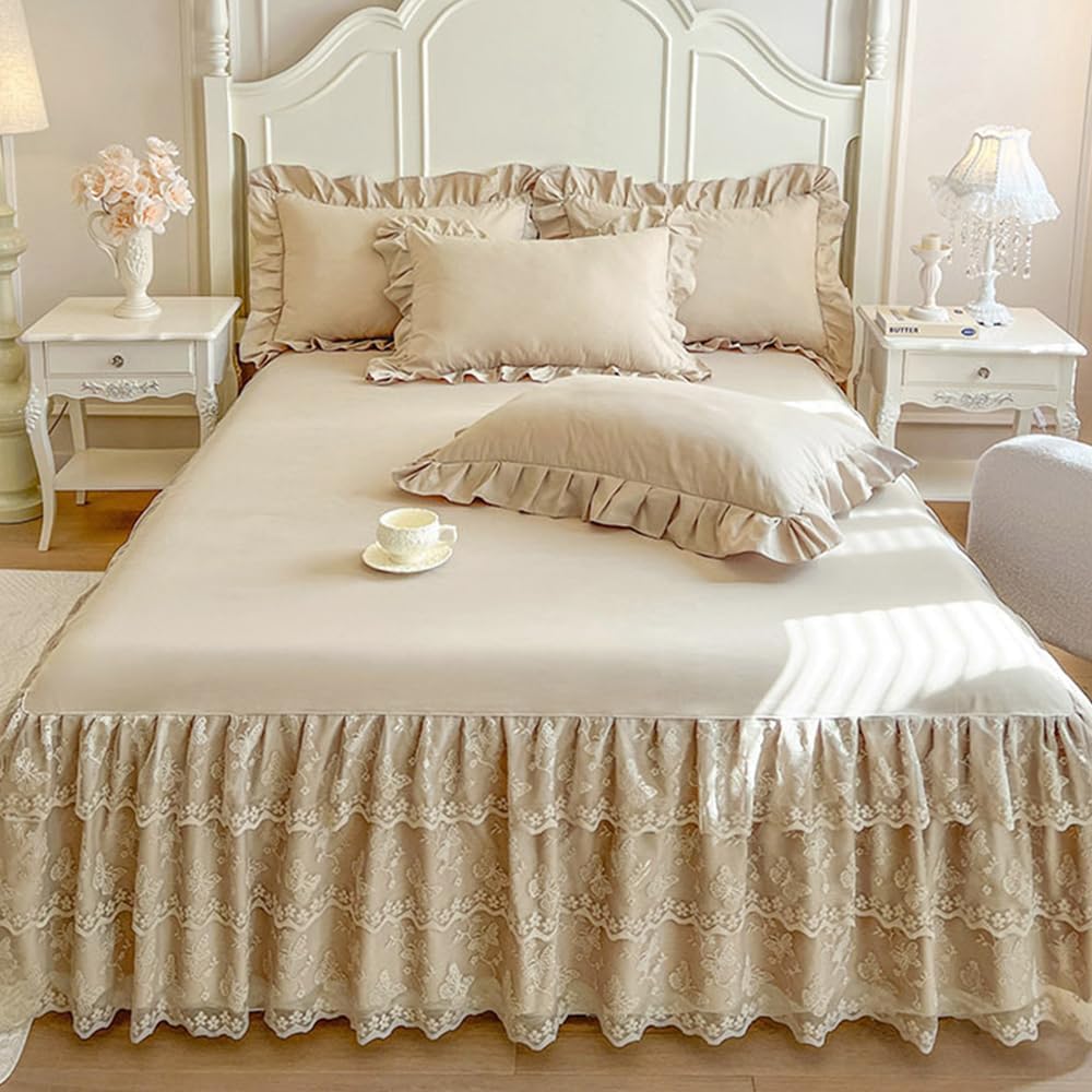 Lace Elastic Ruffle Bed Skirt
