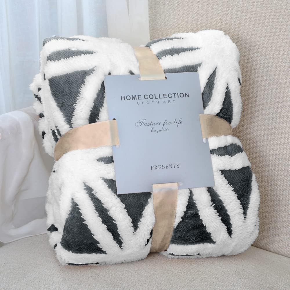 Dark Grey Dual Sided Sherpa Throw Blanket 51x63