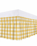 Yellow Plaid Elastic Queen Bed Skirt