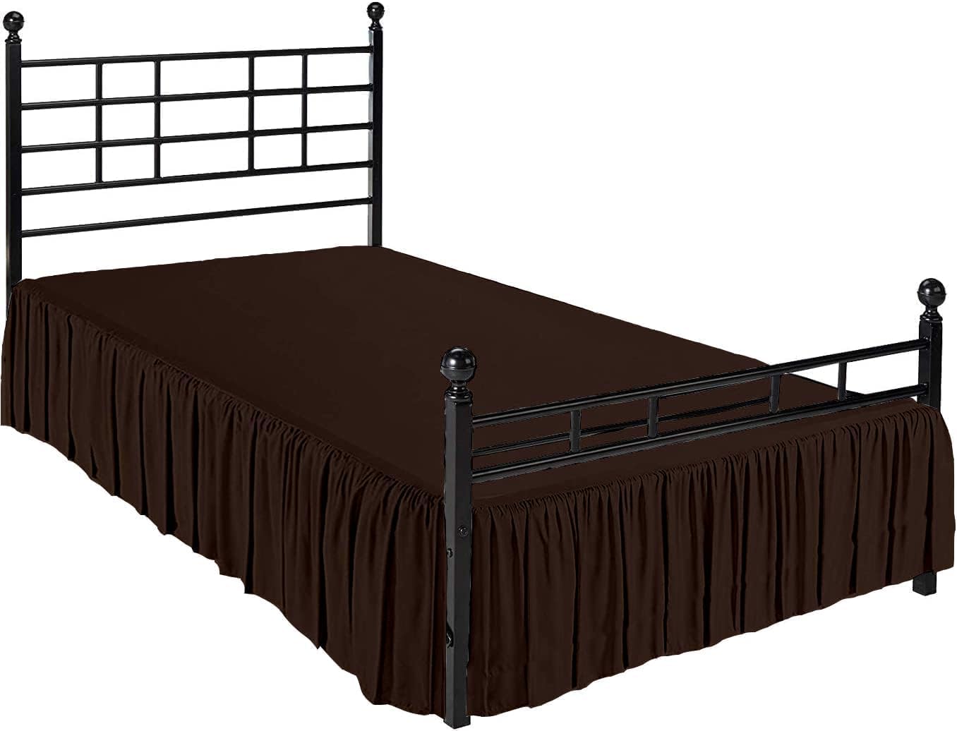 Brown Ruffled King Bed Skirt