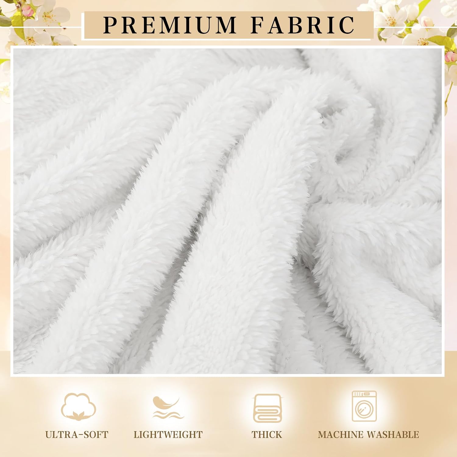 White Sherpa Throw Blankets Set of 6 50x60