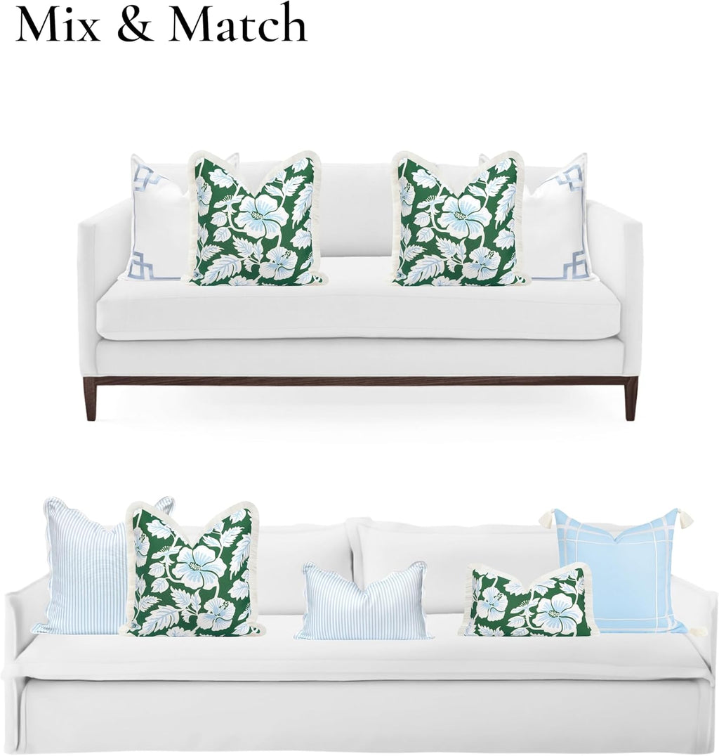 Green Tropical Hibiscus 20x20 Outdoor Pillow Cover