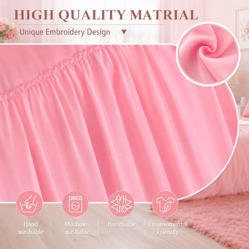 Pink Twin XL Long Dorm Bed Skirt