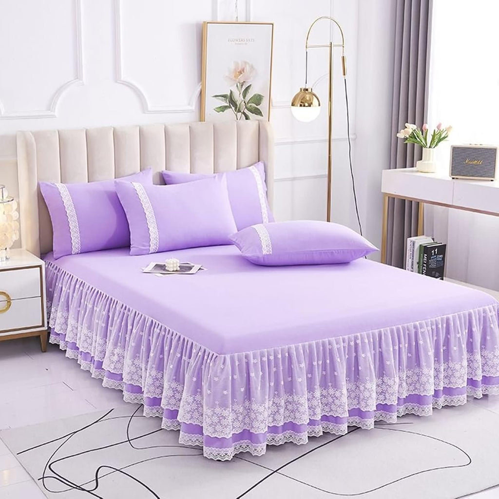 Pink Lace Ruffled Twin Bed Skirt