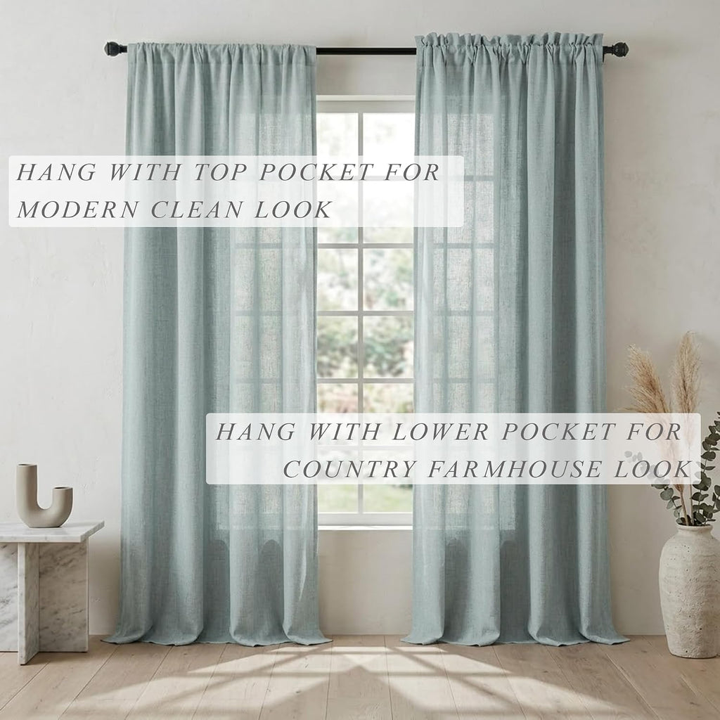 Sea Mist Teal Light Filtering Curtains 52x96 Set of 2