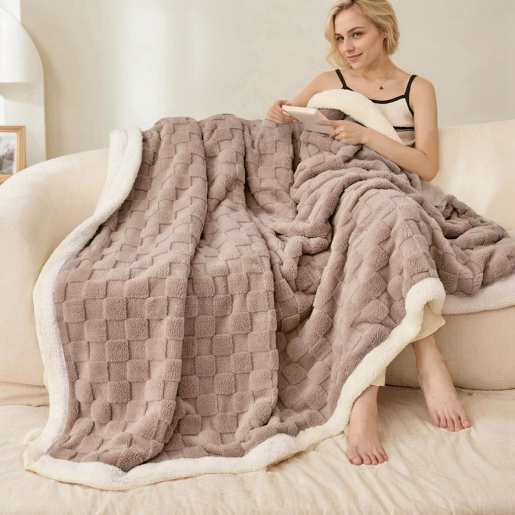 Coffee 60x80 Sherpa Throw Blanket