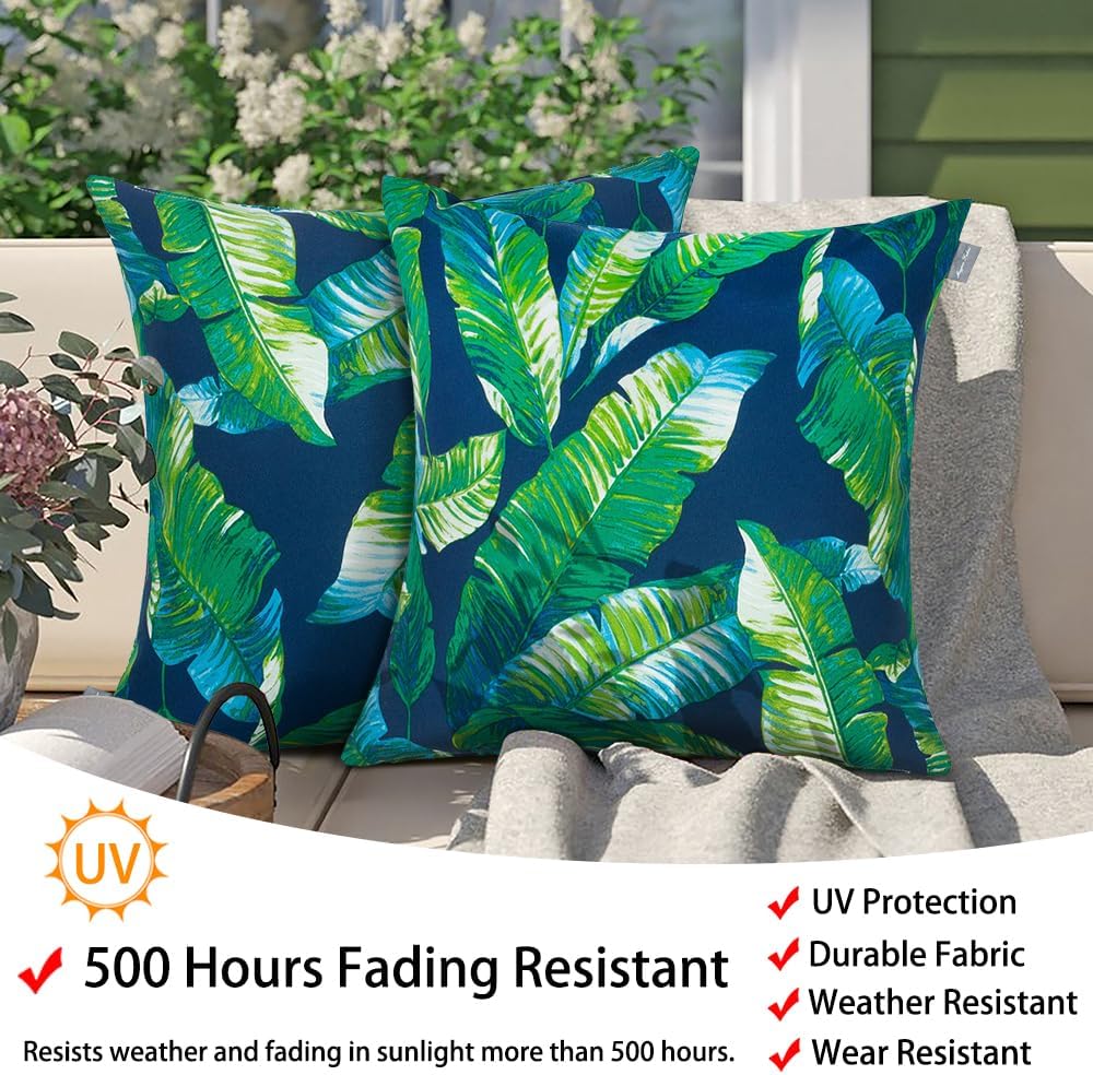 Green Leaf 18x18 Outdoor Pillows Set of 2