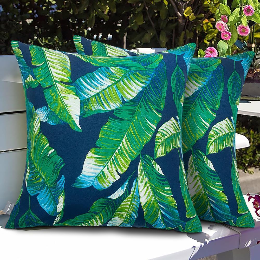 Green Leaf 18x18 Outdoor Pillows Set of 2