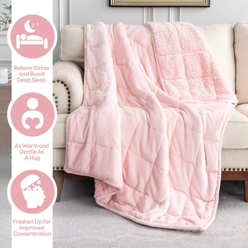 Blush Pink 12lbs Sherpa Weighted Blanket 48x72