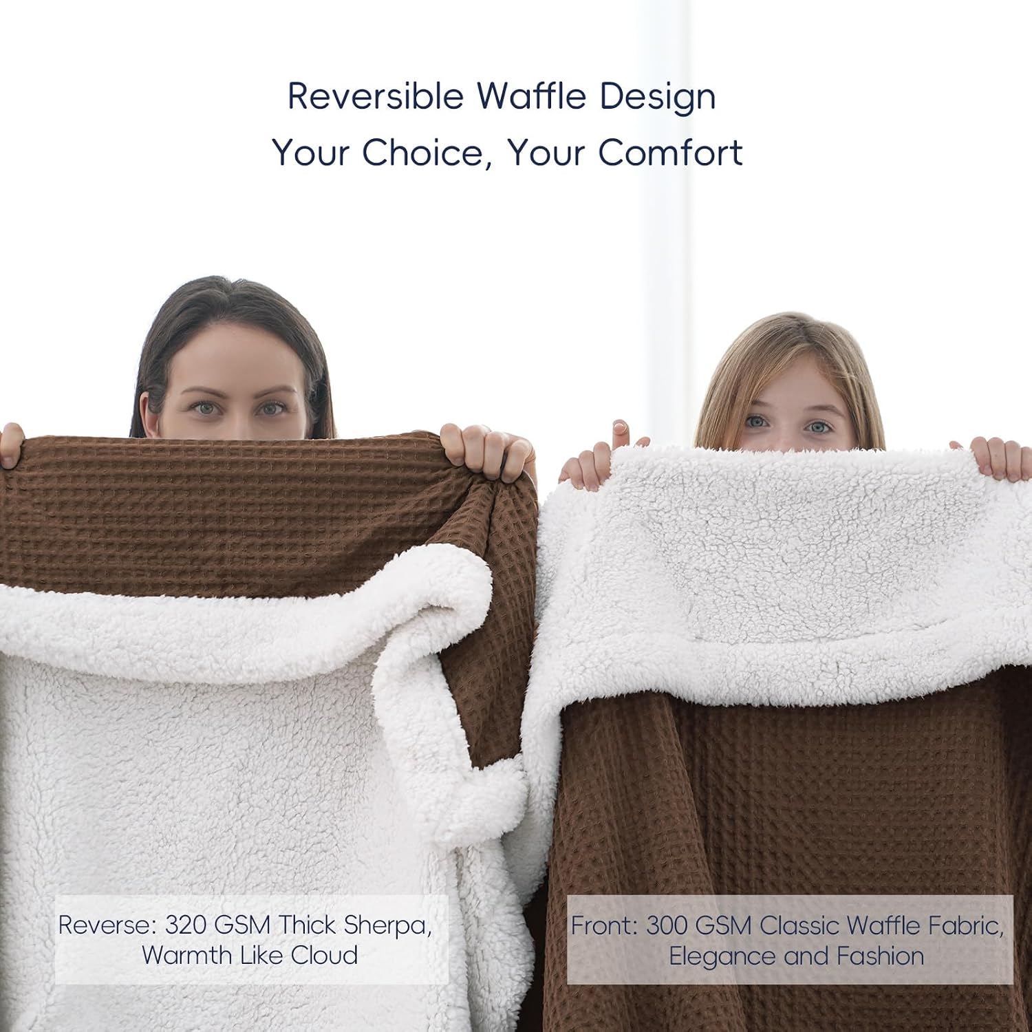 Chocolate Twin Waffle Sherpa Reversible Blanket