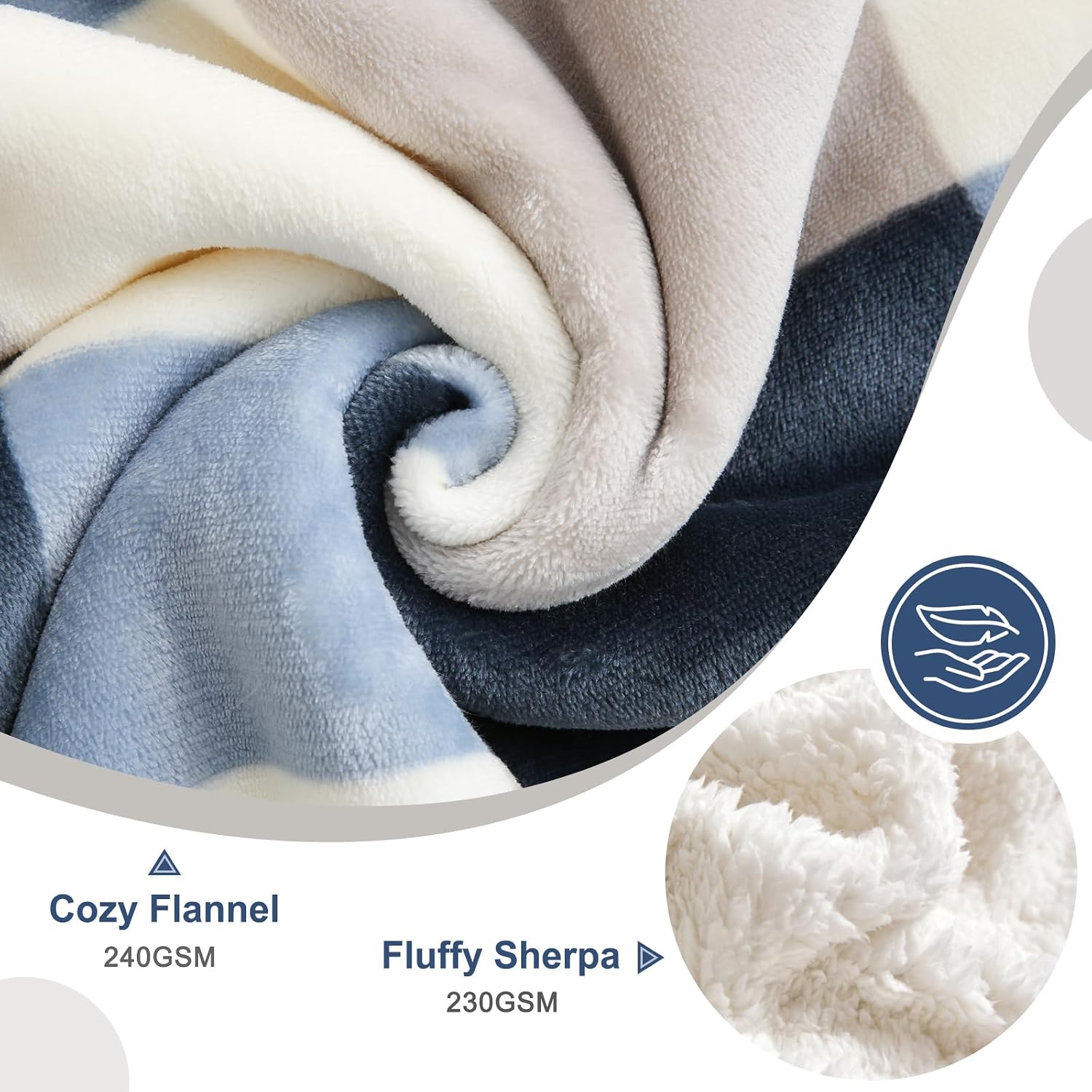 Grey Blue Lattice Reversible Sherpa Throw Blanket 60x80