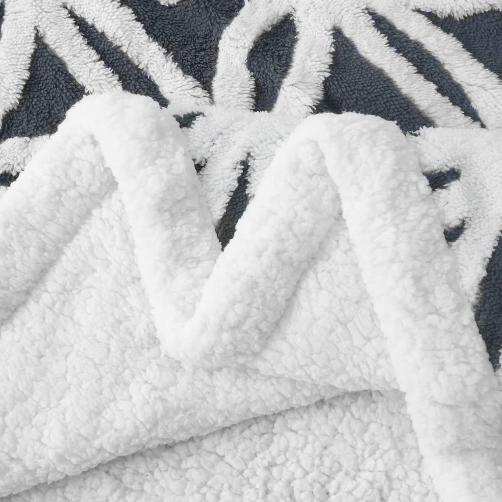 Dark Grey Dual Sided Sherpa Throw Blanket 51x63