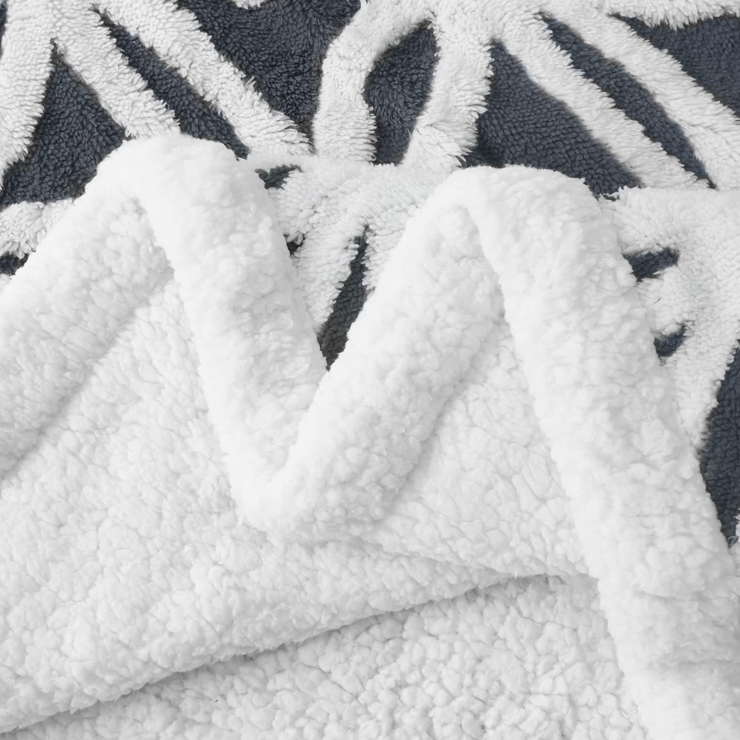 Dark Grey Dual Sided Sherpa Throw Blanket 51x63