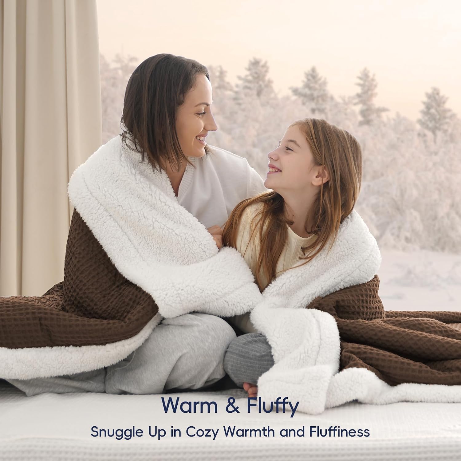 Chocolate Twin Waffle Sherpa Reversible Blanket