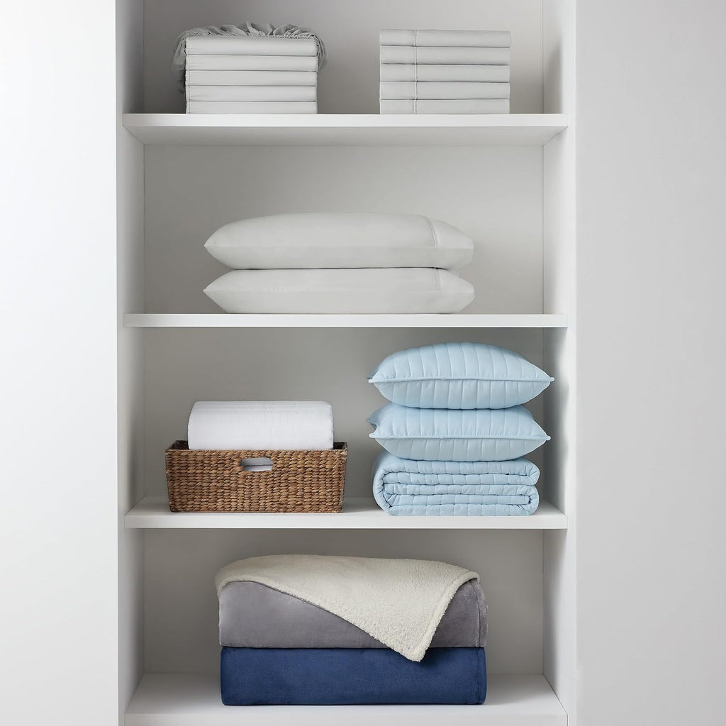 Grey Reversible Sherpa Fleece Throw Blanket Queen 90x90