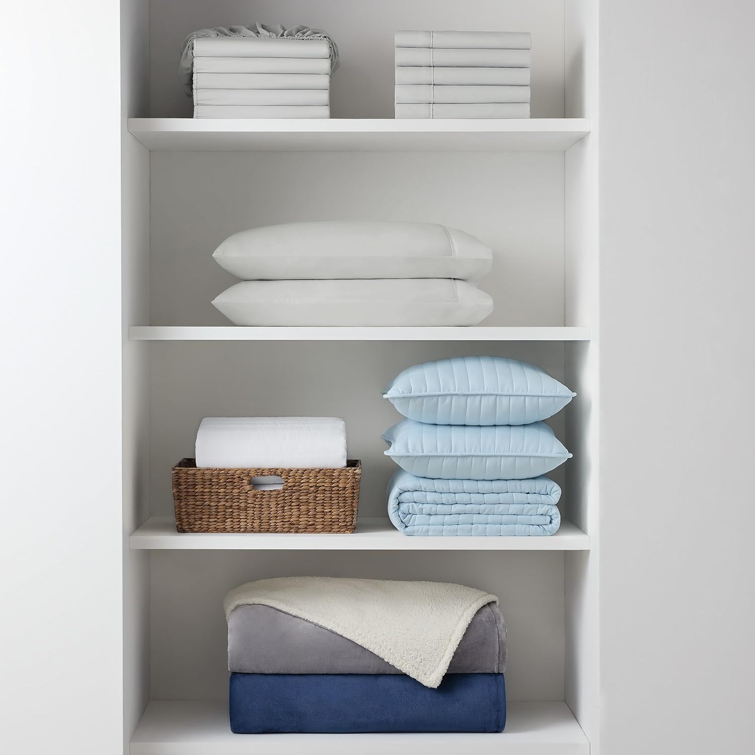 Grey Reversible Sherpa Fleece Throw Blanket Queen 90x90
