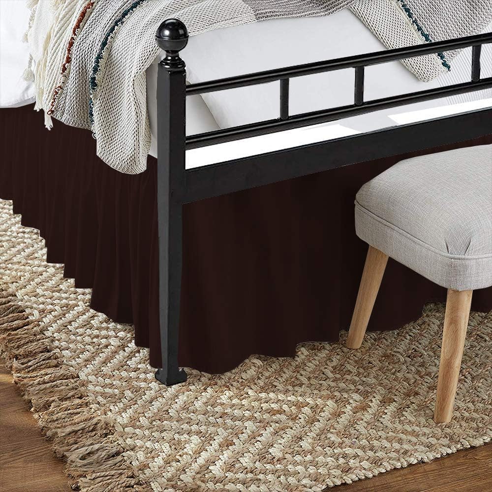 Brown Ruffled King Bed Skirt