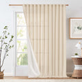 Ecru Linen Polyester Blend Curtain 96 Inch 1 Panel
