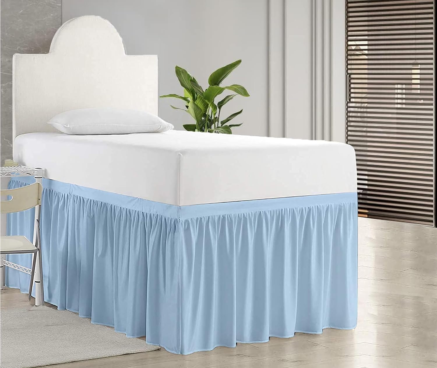 Light Blue Twin XL Dorm Bed Skirt