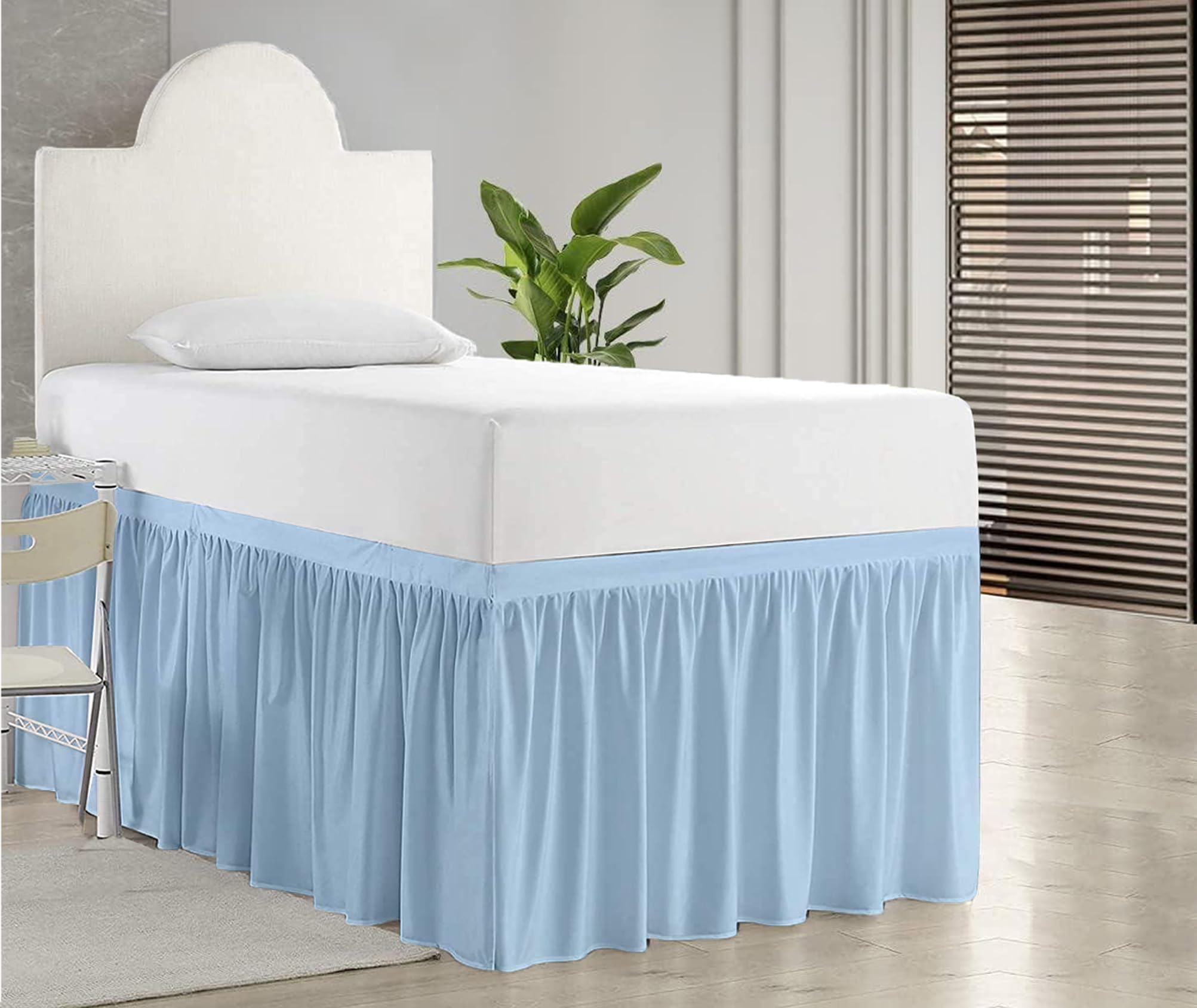 Light Blue Twin XL Dorm Bed Skirt