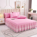 Pink Lace Ruffled Twin Bed Skirt