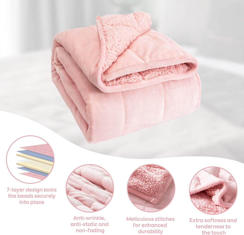 Blush Pink 12lbs Sherpa Weighted Blanket 48x72