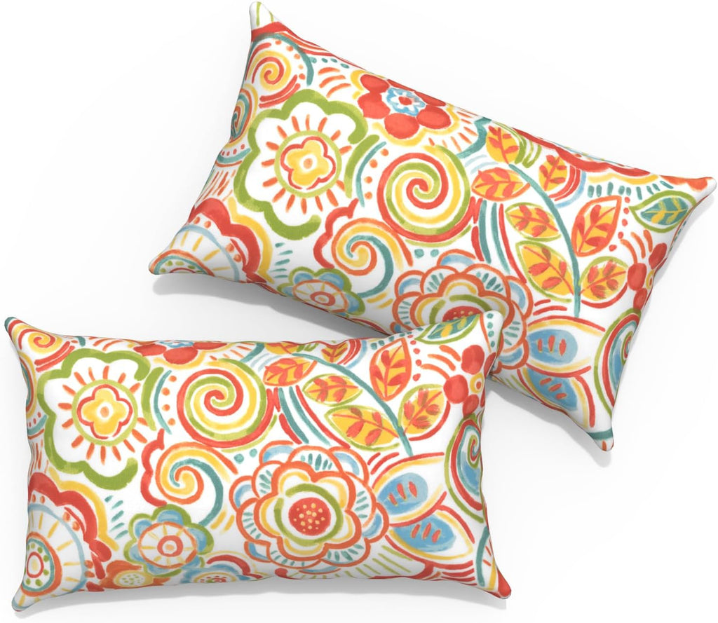 Multi Floral 12x20 Lumbar Pillows Set of 2