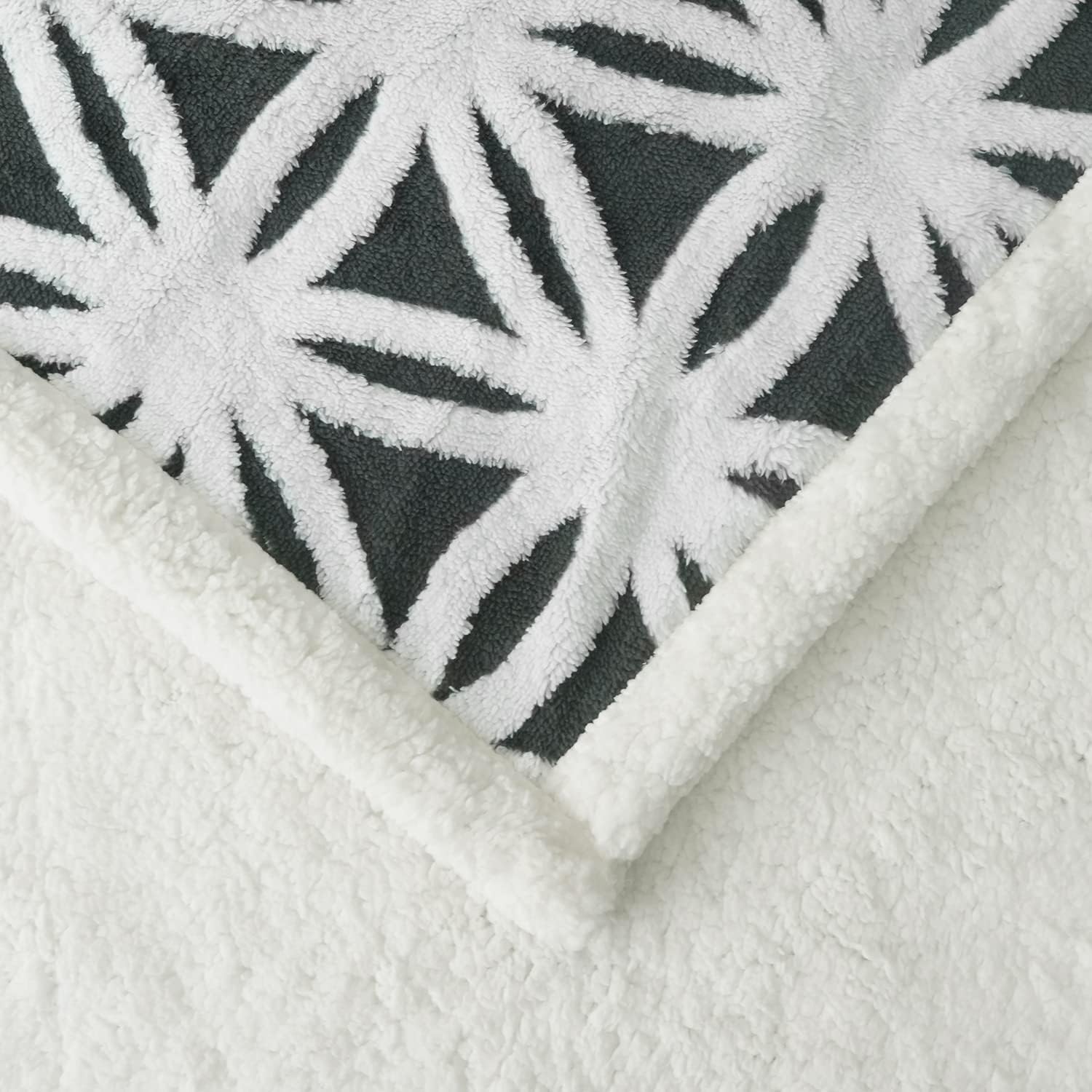 Dark Grey Dual Sided Sherpa Throw Blanket 51x63