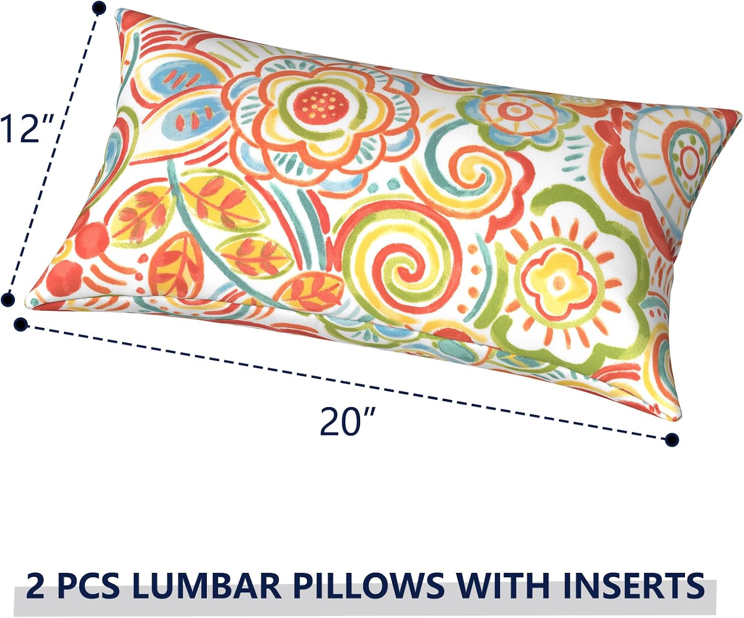 Multi Floral 12x20 Lumbar Pillows Set of 2
