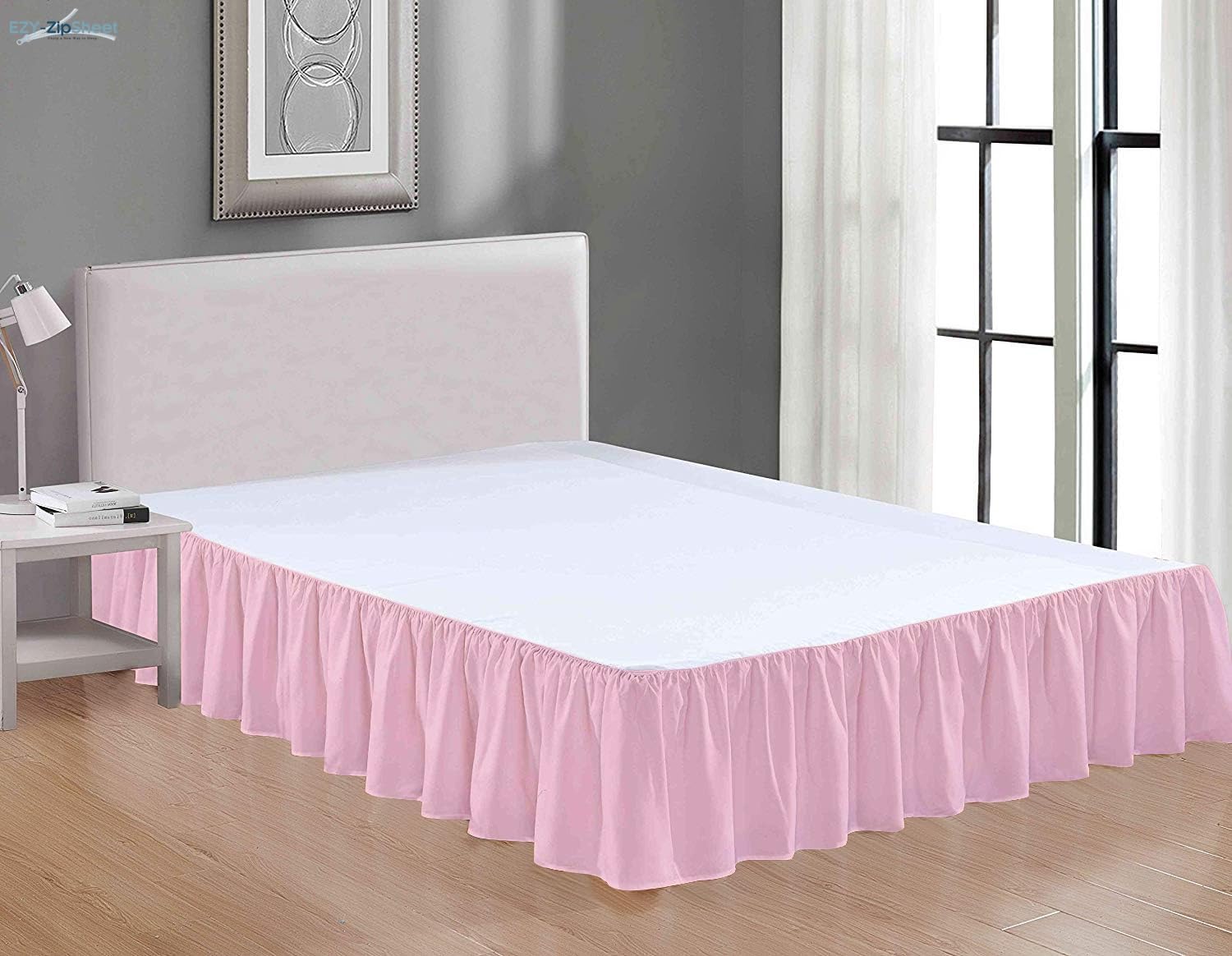 Pink Ruffled Full Bed Skirt