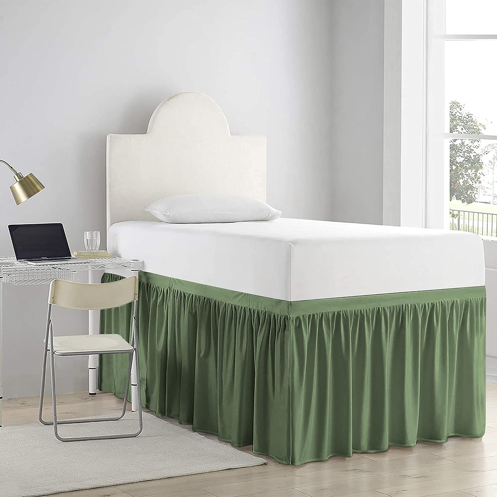 Olive Twin XL Long Dorm Bed Skirt