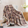 Beige Stripe Reversible Sherpa Blanket 60x80