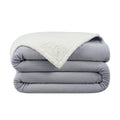 Grey Reversible Sherpa Fleece Throw Blanket Queen 90x90