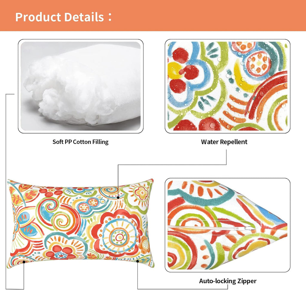 Multi Floral 12x20 Lumbar Pillows Set of 2
