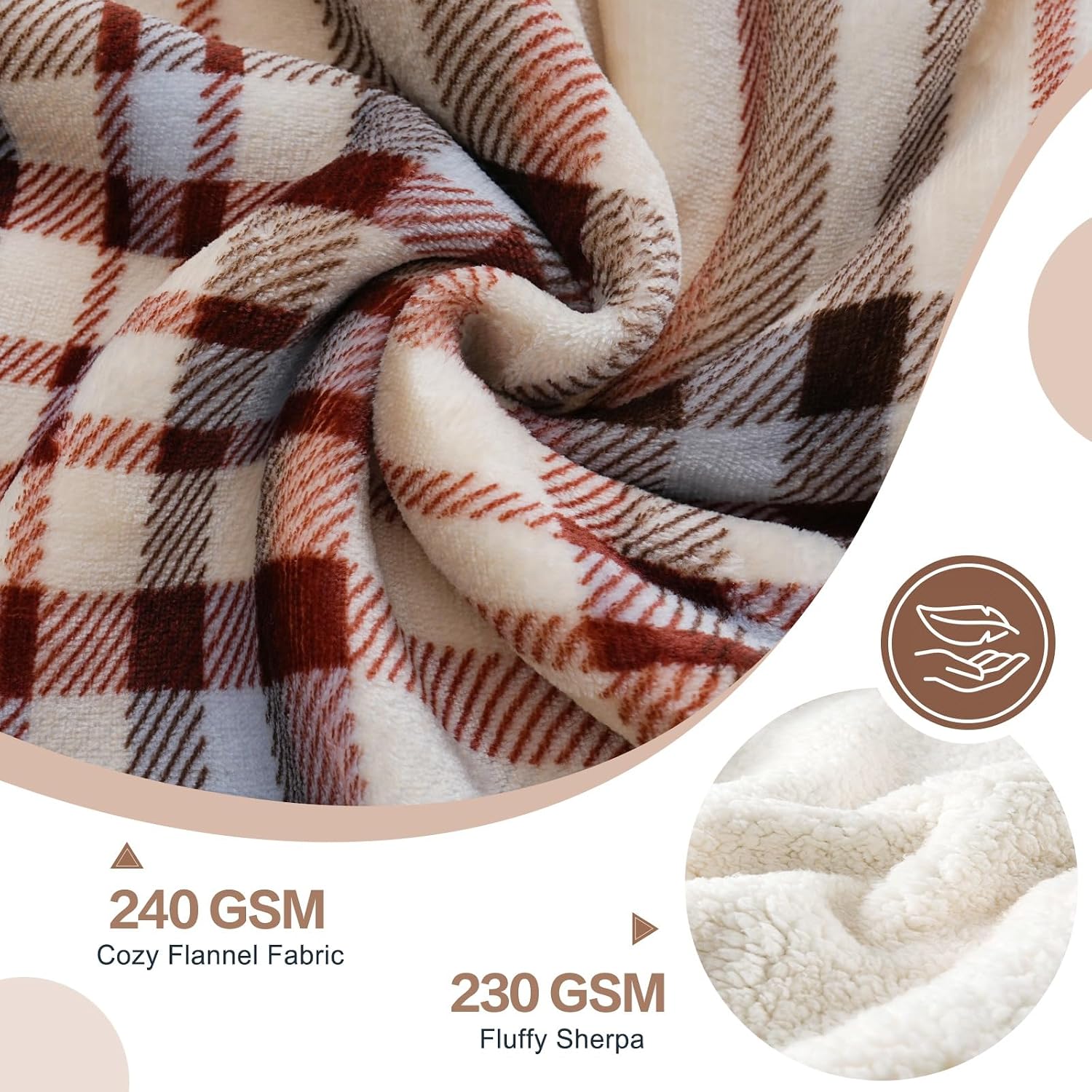 Beige Stripe Reversible Sherpa Blanket 60x80
